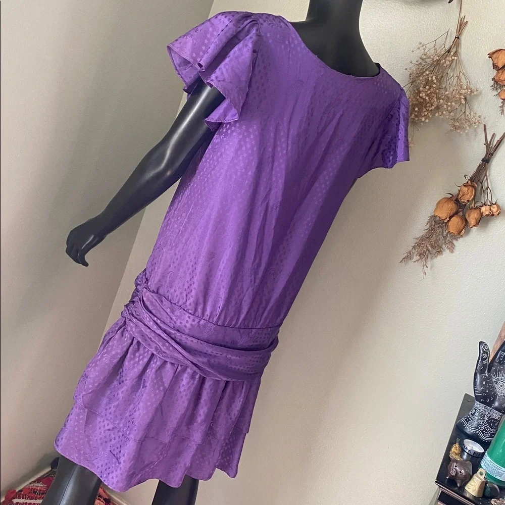 Vintage Purple Ruffle Sleeve Dress - Picture 9 of 11